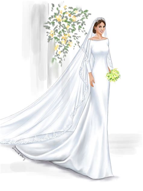 Sketches of Meghan Markle's wedding dress released for the first 